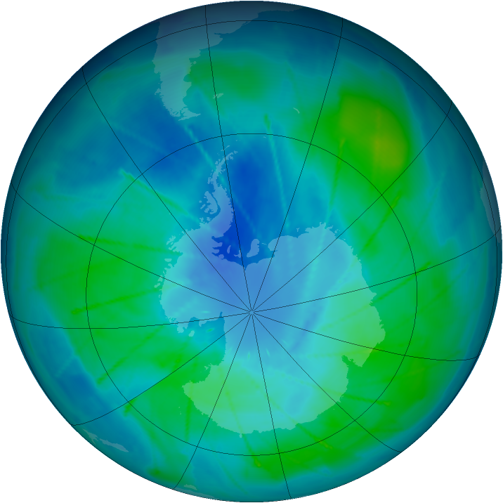 Antarctic ozone map for 23 February 2010